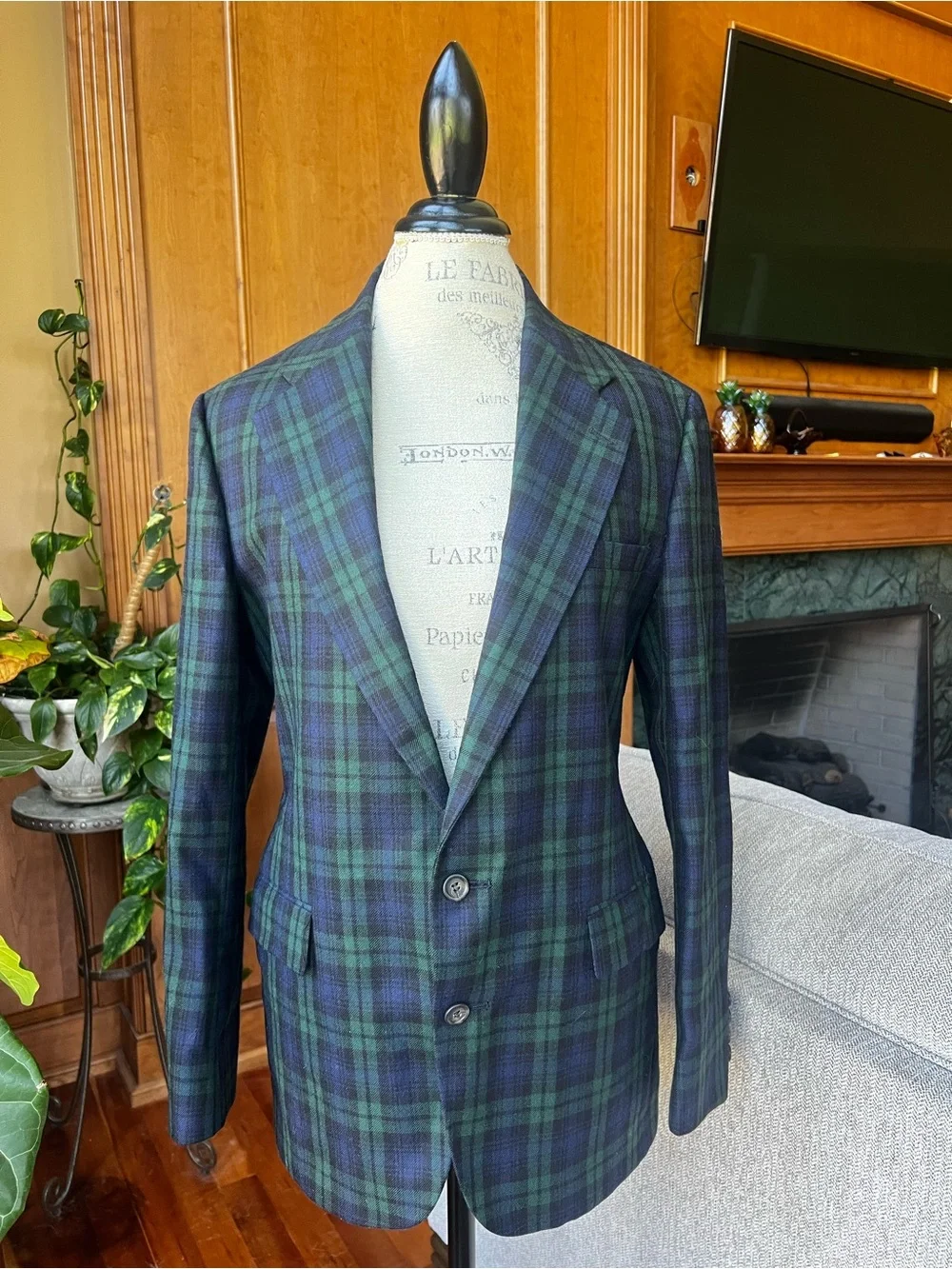 Polo Ralph Lauren Vintage Green & Navy Plaid Blazer Classic Jacket women’s 20 R